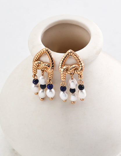 Sterling Silver Lapis & Pearl Earrings