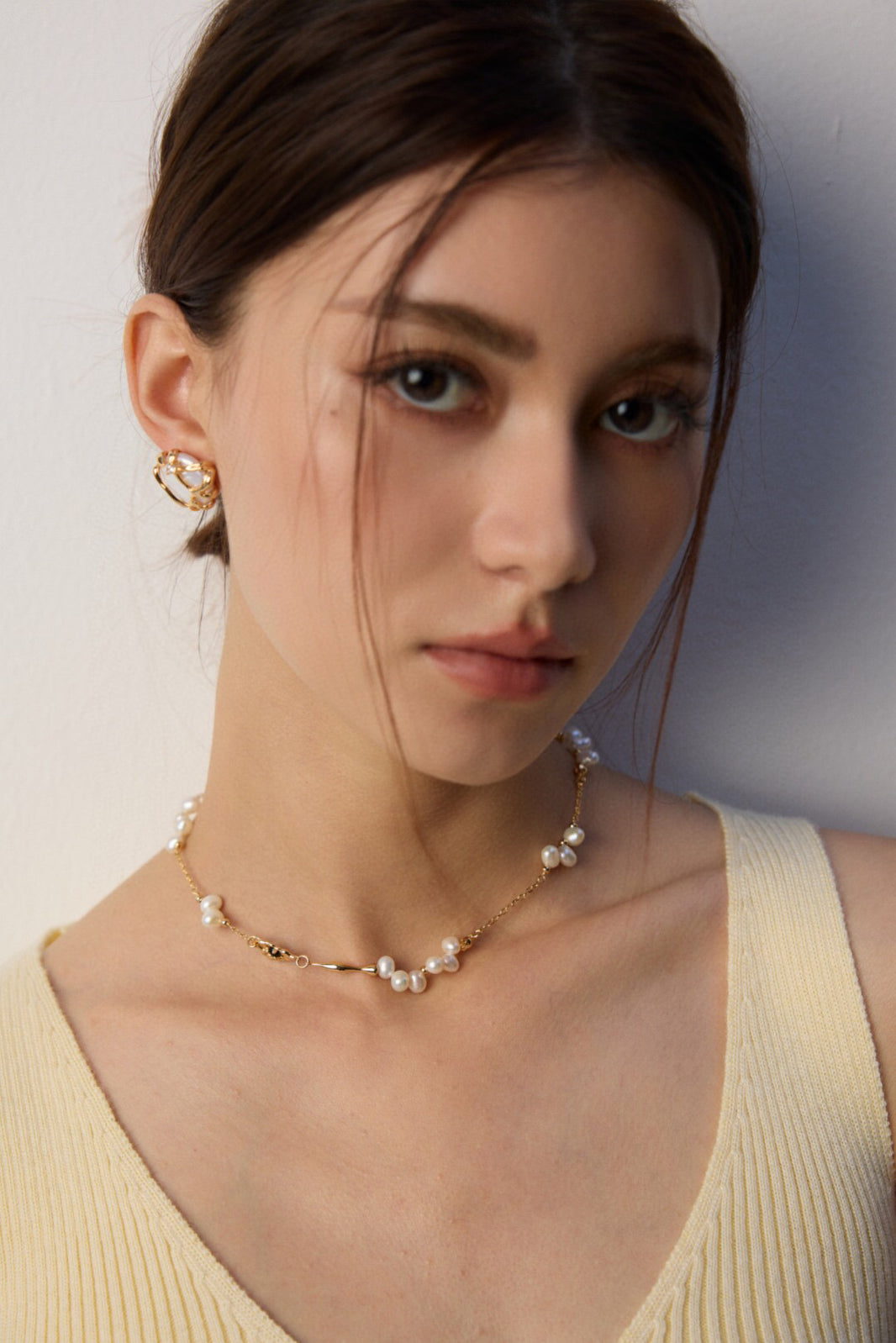 S925 Sterling Silver Necklace with Natural Pearl and Black Onyx