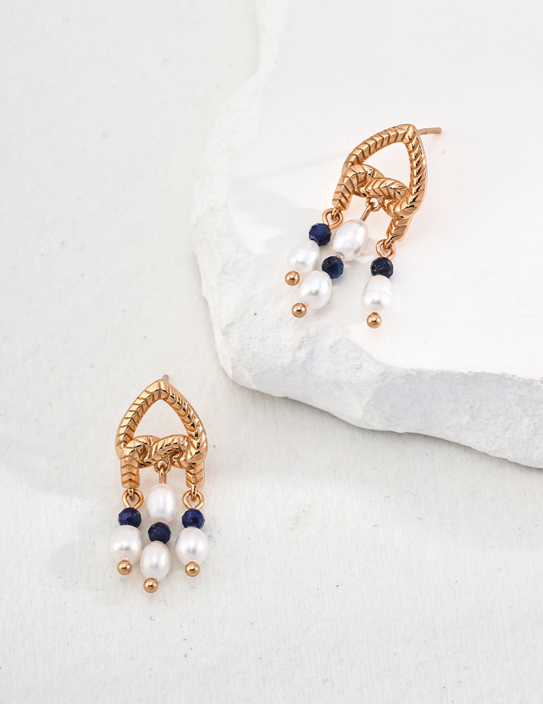 Sterling Silver Lapis & Pearl Earrings