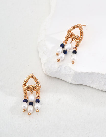 Sterling Silver Lapis & Pearl Earrings