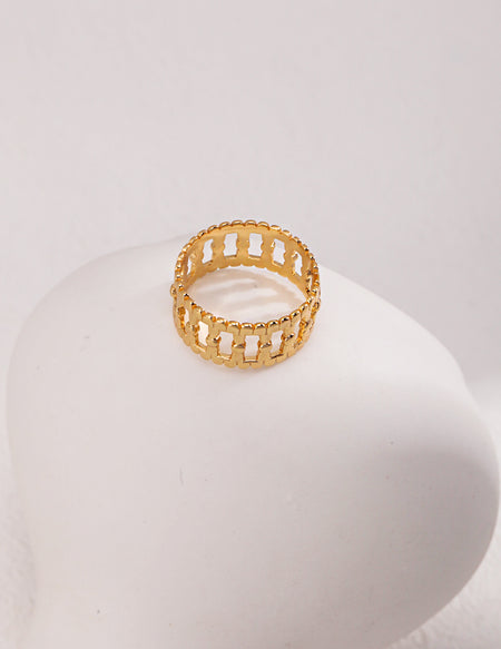 Golden Glow Adjustable Sterling Silver Ring