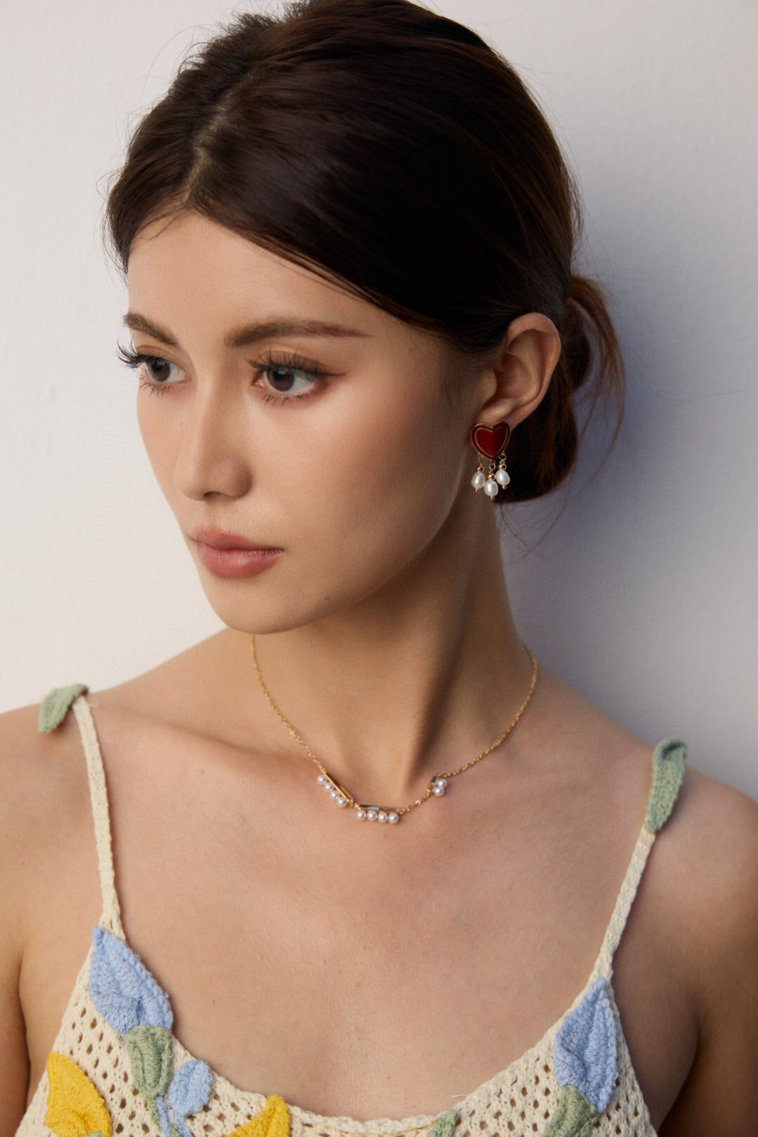 S925 Sterling Silver Minimalist Imitation Pearl Necklace – Adjustable Chain, Vintage Gold / Platinum