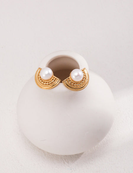 S925 Sterling Silver Minimalist Vintage Pearl Earrings – Classic Design