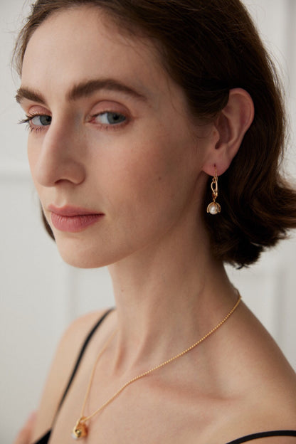 S925 Sterling Silver Natural Pearl Earrings – Classic & Elegant