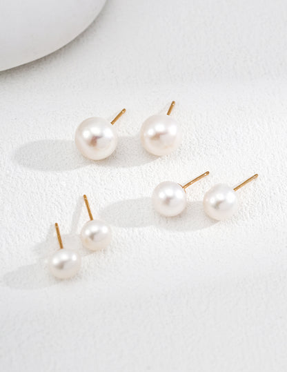 S925 Minimalist Natural Pearl Stud Earrings