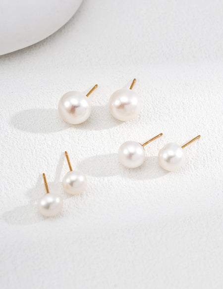 S925 Minimalist Natural Pearl Stud Earrings