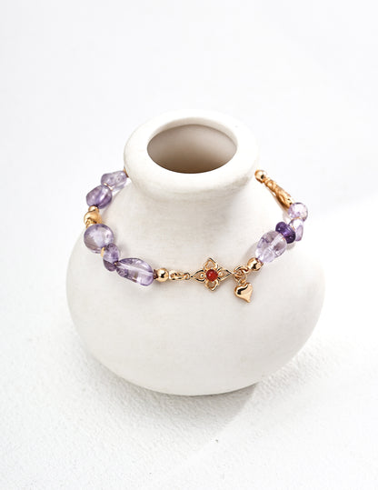S925 Minimalist Amethyst & Red Agate Bracelet