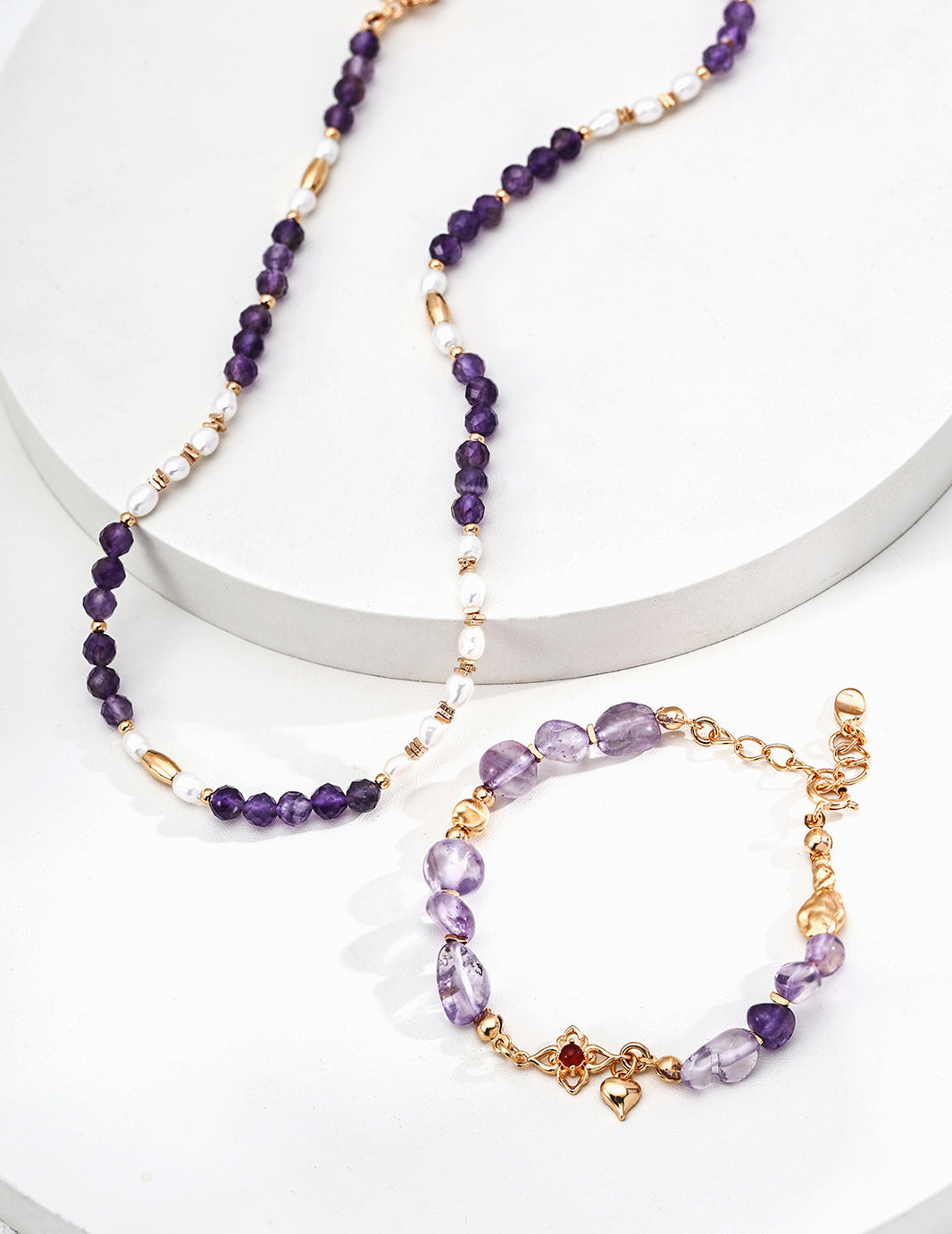 S925 Minimalist Amethyst & Red Agate Bracelet